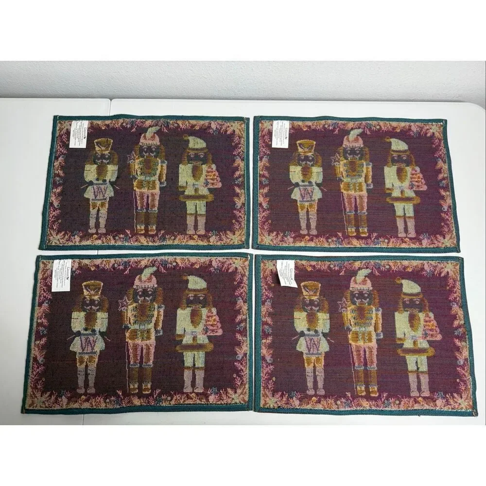 Vintage Current Set of 4 Nutcracker Tapestry Placemats Christmas 18